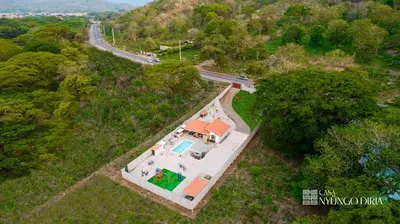 an overhead view of a house on a road at Bungalow with private pool only 15min from Tamarindo Beach in Tamarindo