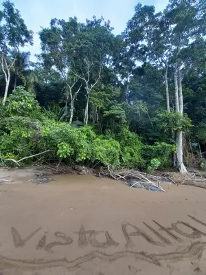 a word written in the sand on a beach at Vista Alta Ecolodge Bahia Drake in Drake