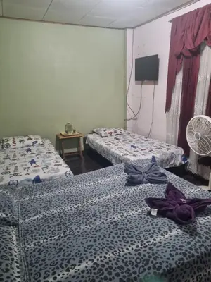 two beds in a hotel room with bows on them at Hotel Paradise Alajuela in Alajuela City