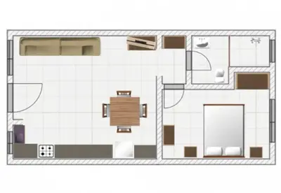 a floor plan of a small apartment with a room at Cocomarindo Breeze Condo and Amazing Pool in Coco