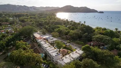 an aerial view of a town next to the water at Discounted - Beach Dreams Coco Ground Floor Unit in Coco