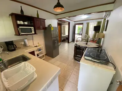 a kitchen with a sink and a counter top at Apto Cielo Azul in Manuel Antonio