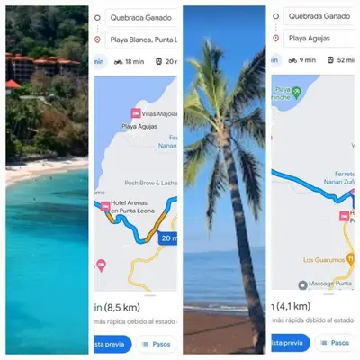 two maps of a beach with a palm tree at Villa Chungos in Quebrada Ganado