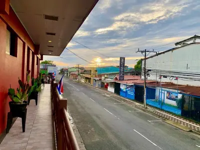 a view of a street from a balcony of a building at Hotel Costa del Sol in Puerto Limón