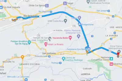 a map of the planned route for the 405 freeway at Luxury NEW Apt -24/7 sec- 10 min from SJO Airport in Heredia