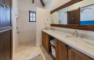 a bathroom with a sink and a shower at 4 Bedroom Complex At Las Catalinas in Playa Danta