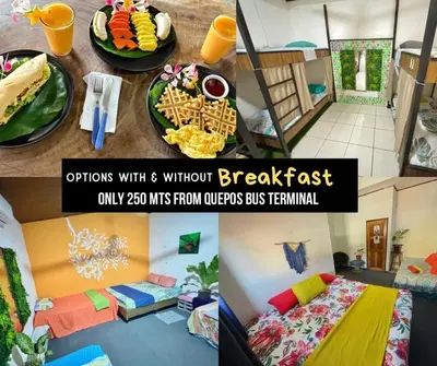 a collage of photos of a room with a bed and breakfast at Cheap Hostel Quepos in Quepos