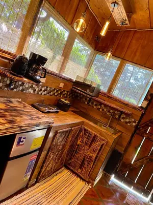 an overhead view of a kitchen with windows at Cabañas Tierra Fértil #2 in Montaña