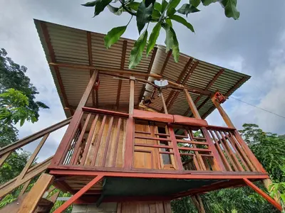 a tree house in the jungle at Digrú Spaa in Pejibaye