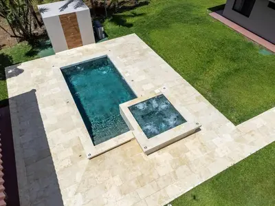 an overhead view of a swimming pool in a yard at Casa Roble Fortuna in Fortuna