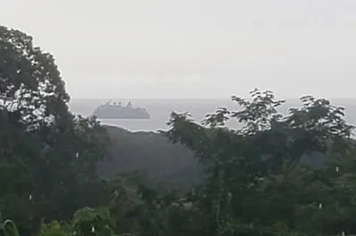 a cruise ship in the ocean in the distance at Casa Mon Coeur-Playa Del Coco Ocean View in Coco