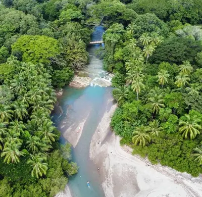 an aerial view of a river in the jungle at Anez Cabin'S in Cabuya