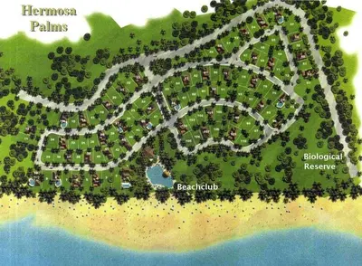 a site plan of a resort on a beach at Modern Beachfront Paradise - Hermosa Palms 8 in Playa Hermosa