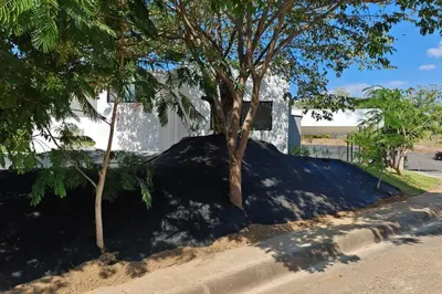 a large mound of dirt next to a tree at Casa Bellota in Marbella