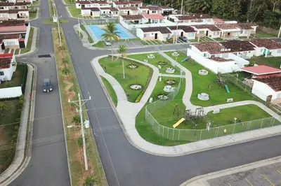an aerial view of a street in a small town at Casa de playa, Bejuco Costa Rica in Bejuco