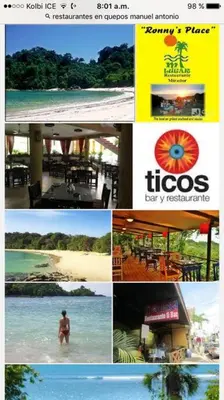 a collage of photos of a beach with a man in the water at Casa del Árbol in Quepos
