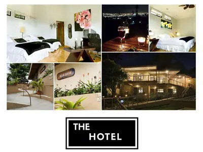 a collage of photos of a hotel and a room at Out of Bounds Boutique Hotel in San José