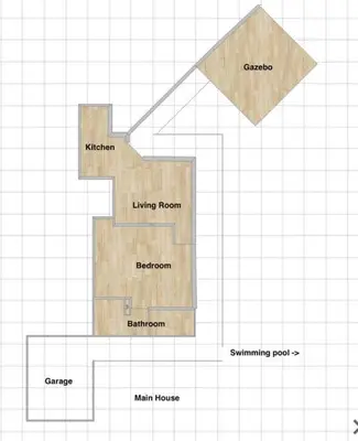 a drawing of a floor plan of a house at Cabin at Los Titos Coffee Farm in Recreo
