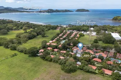 an aerial view of a resort with the ocean at Nikla's - Villaggio 6 in Potrero
