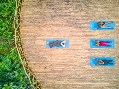 an overhead view of a group of people on a brick wall at ECOTICA Boutique Hotel & Spa in Manuel Antonio