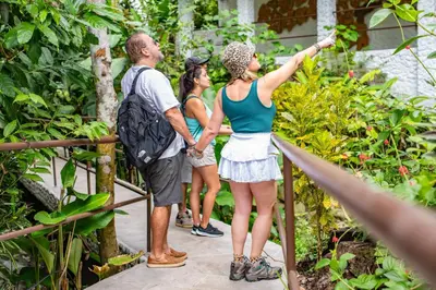 a group of people looking at plants in a garden at ECOTICA Boutique Hotel & Spa in Manuel Antonio