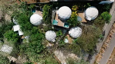 an overhead view of a group of white spheres at Glamping Tortuga Verde in Ocotal