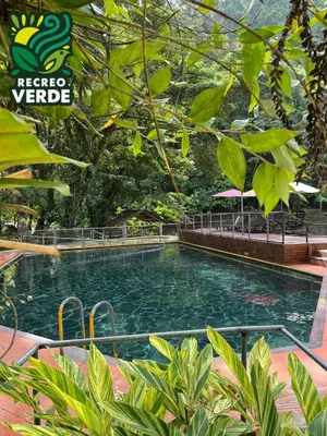 a large pool of water with green plants at Recreo Verde Hot Springs & Spa in Marsella