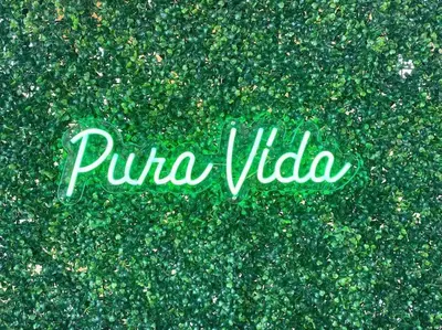 a green hedge with the word pula video on it at Stylish 3-BR Vacation Condo with Scenic Rooftop in Jacó