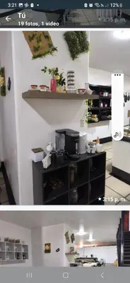 two pictures of a kitchen with a counter in a room at La posada de nana in Alajuela City