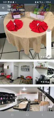 a collage of two pictures of a table in a room at La posada de nana in Alajuela City