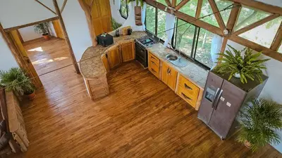 an overhead view of a kitchen in a house at Sundancefamily Paradise Villa in Sámara