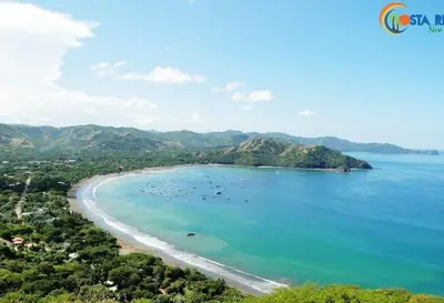 an aerial view of a beach with boats in the water at Hotel Claudio y Gloria in Coco