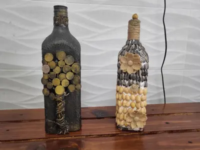 two bottles sitting on top of a wooden table at BnB Ecostay in San José