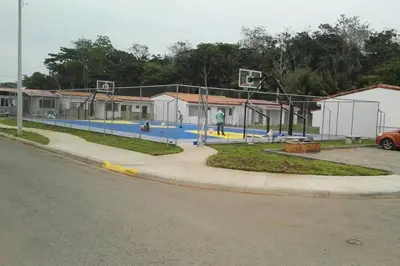 a basketball court on a street next to a road at Casa Las Palmas Playa Bejuco in Bejuco