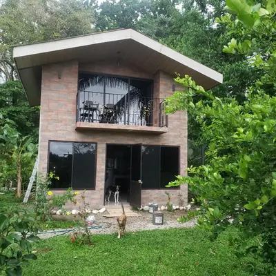 a small house with two cats standing outside of it at Apartamento Paseo de Damitas in Paquita