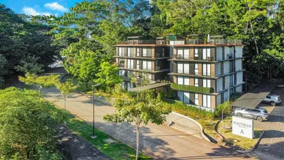 an overhead view of a building with a parking lot at Arcadia Condo In Místico, Playa Hermosa in Playa Hermosa