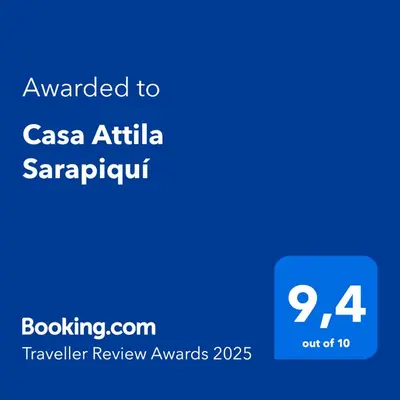 a blue text box with the text awarded to casa artic sappucchini at Casa Attila Sarapiquí in Sarapiquí