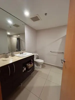 a bathroom with a sink and a toilet and a mirror at Moderno apartamento totalmente equipado in San José