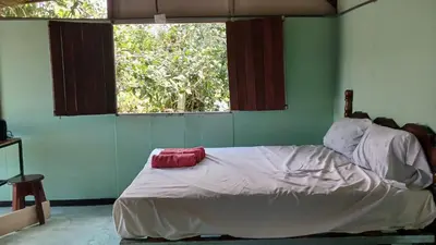 a bed in a room with a window at Árbol de mayo in Jiménez