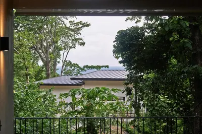 a view from a window of a house with a roof at Casas Alba - 1 bedroom Loft private kitchen bathroom and terrace Malpais in Mal País