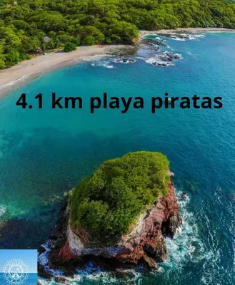 an island in the ocean with the words km playa pirates at Hotel en Huacas y Brasilito in Matapalo