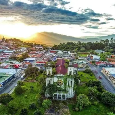 an aerial view of a town with a building at Tita's House in Jarasal