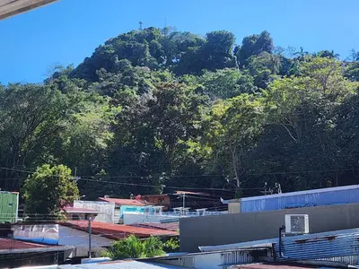 a mountain with a bunch of trees in the background at Apartamento Casa Laura in Quepos