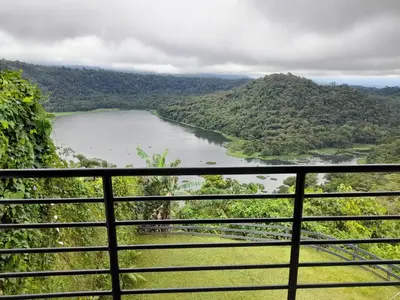 a view of a river in the jungle at Volcan Hule Lodging in Río Cuarto