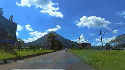 a view of a mountain from a car on a road at Gringo Petes Too in Fortuna