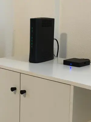 a black router sitting on top of a white cabinet at Villa Verde 2 Casa 14 in Tamarindo
