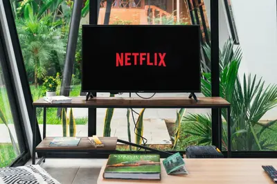 a television on a table with the netflix sign on it at TAMANDUA HOMES el centro de Uvita in Uvita