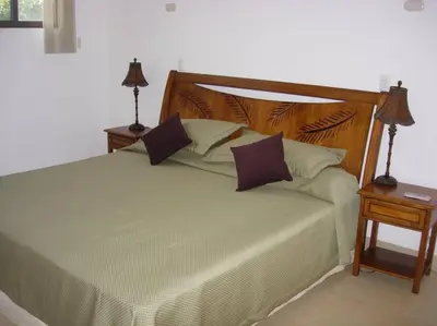 a bedroom with a large bed with two night stands at A5 PL Near the beach 1bed 1 office 1 bathroom in Tamarindo