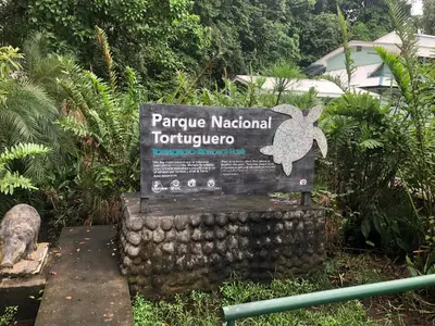 a sign for the parape national terrapin at Miss Miriam BeachFront Cabins in Tortuguero