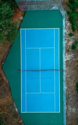 an overhead view of a tennis court at Ocean View Villa at Solindo Stays in Marbella
